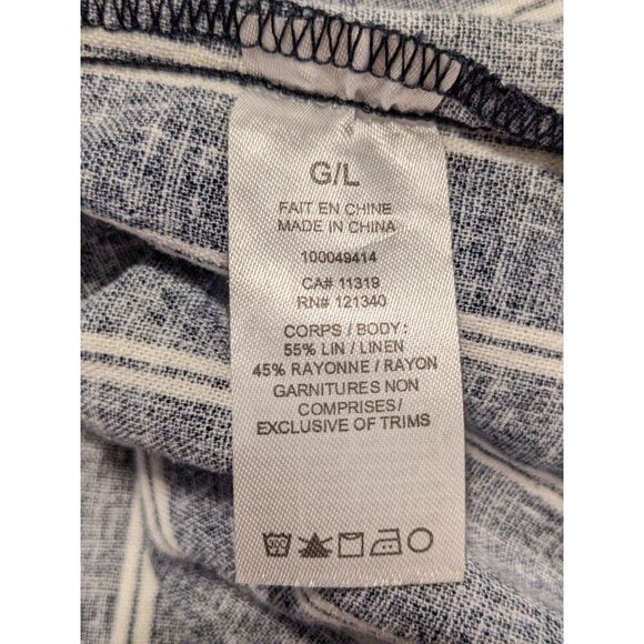 Dynamite Linen Blend Dress Size Large Black White Stripes Knot Front Sundress - Picture 9 of 9